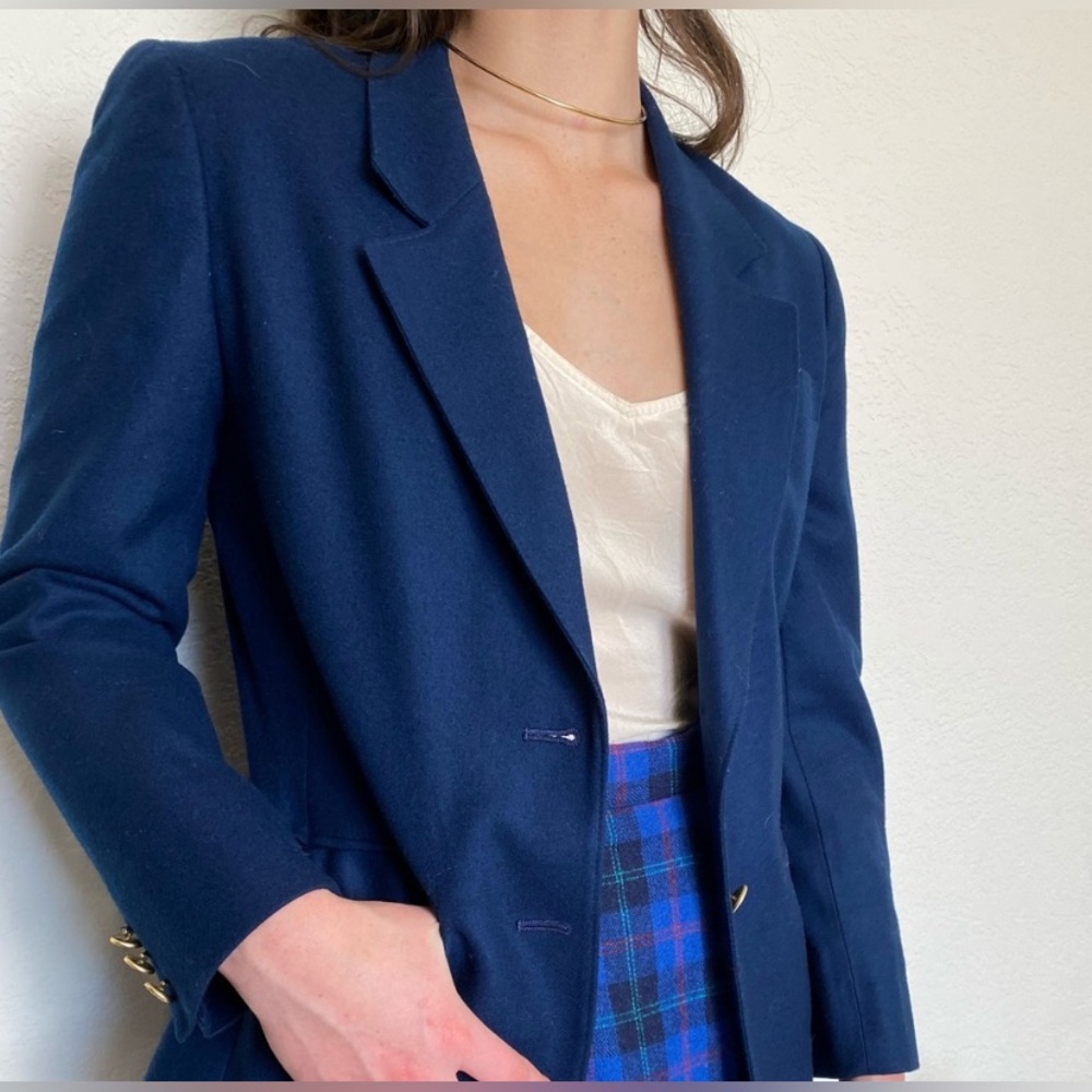 Vintage Pendleton Royal Blue 100% Virgin Wool Blazer Single Button Size 16